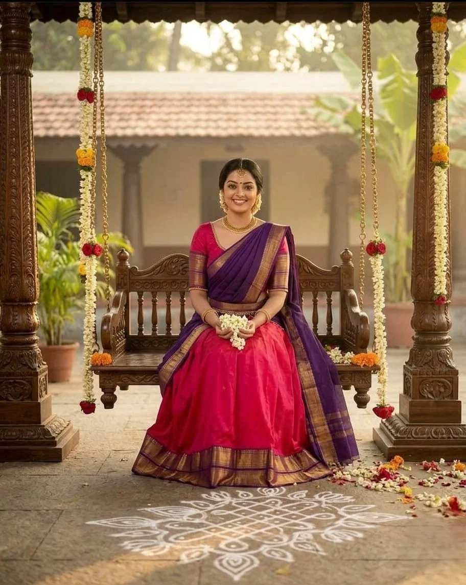 Rani Pink Kanchipuram Zari Cotton Lehenga